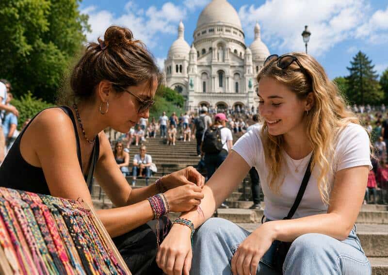 Friendship bracelets seller in Paris