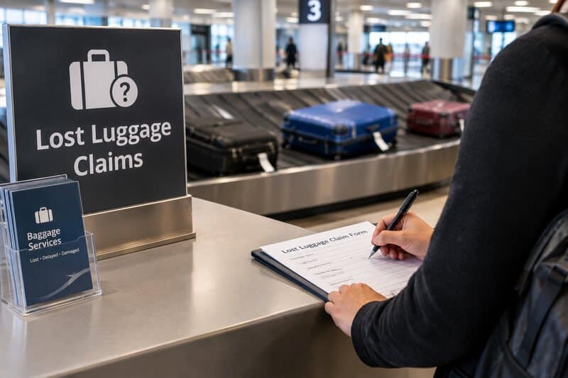 Lost luggage claim counter