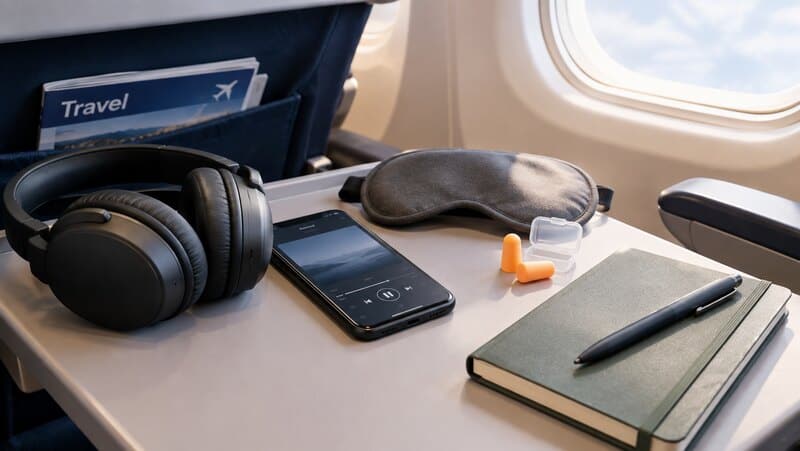 noise-cancelling headphones flight